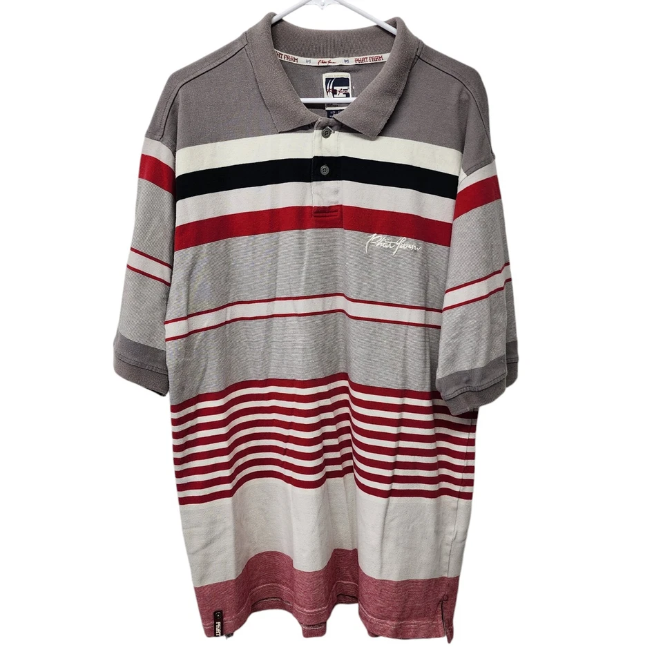 Phat Farm Vintage Men's Gray Polo Shirt Size XL 100% Cotton #I34WA - Image 2 of 4