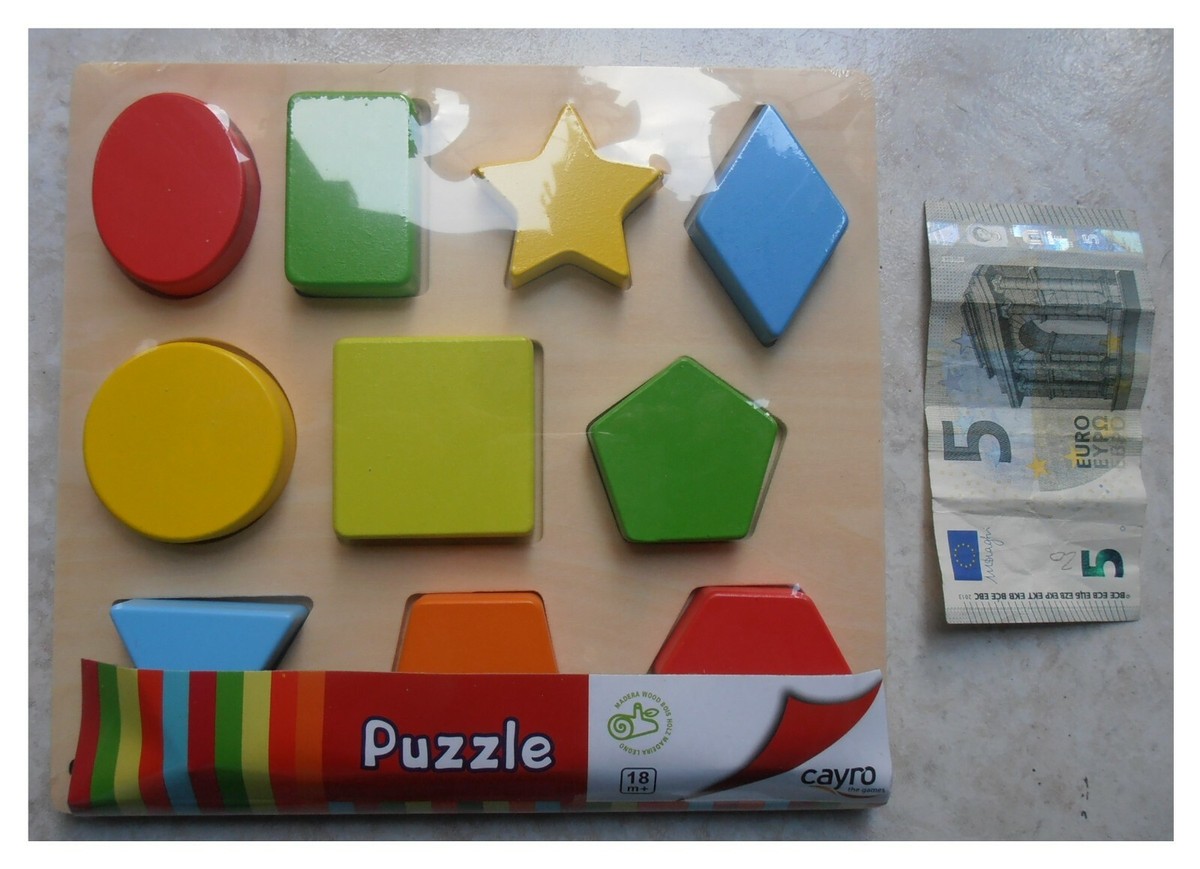Puzzle a incastro in legno forme geometriche cerchio stella