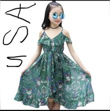 Summer girls beach dresses chiffon flower print sleeveless bohemian long dress  