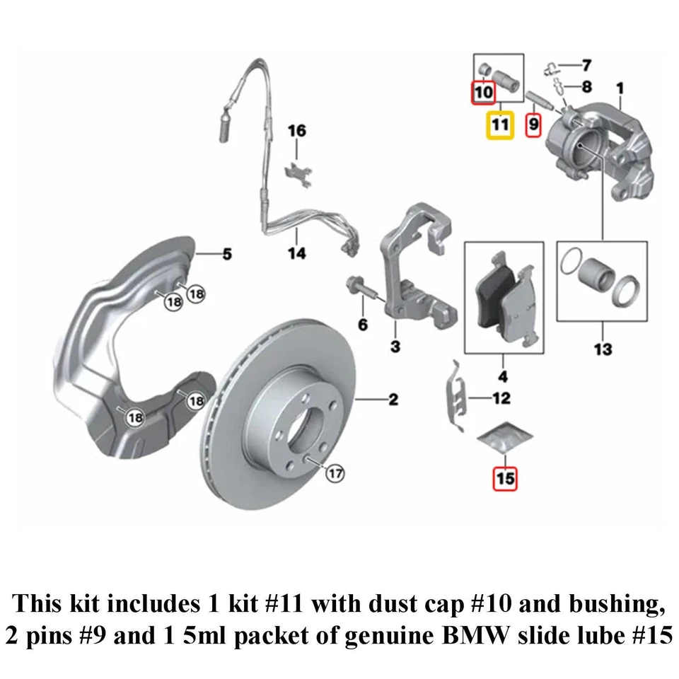 Kit de pernos y bujes y lubricantes de pinza de freno delantera Ate 1983-20 OEM Foto 3 de 3