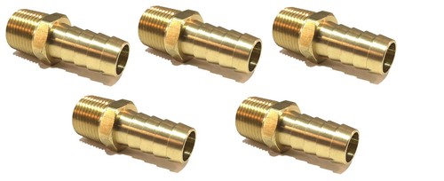 (5 Pack) 1/2 HOSE BARB X 3/8 MALE NPT Brass Pipe Fitting NPT Gas Fuel Water Air