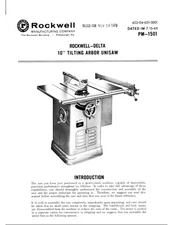 Delta Rockwell - 10" Tilting Arbor Saw (Unisaw) Instructions