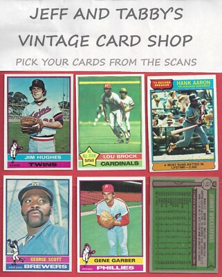 1976 TOPPS BASEBALL 182 to 363 / SEE DROP DOWN MENU FOR CARD YOU WILL RECEIVE.