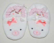 NWT Cloud Island Infant Girls Ivory Bunny Baby Easter Slippers sz 0-6 Months
