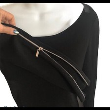 Cache Black Dressy Sweater Sz M Zip Long Sleeve Classy Elegant Dressy Work VTG