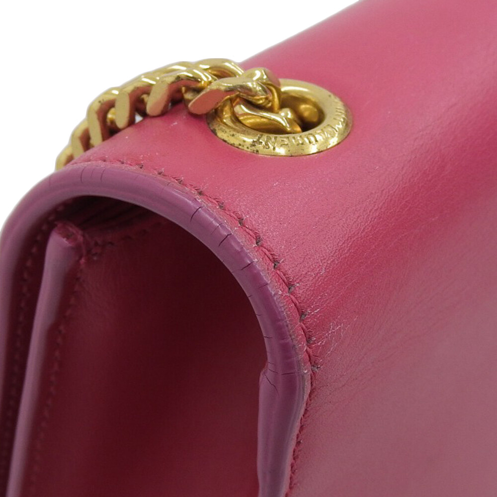 SAINT LAURENT YSL Borsa a tracolla con catena Borsa a tracolla in pelle magenta