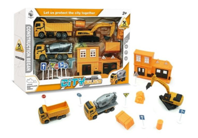 Großes Set Play City Auto Serie Gebäude Muldenkipper Bagger Haus Spielzeug Kind