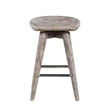 Wirebrushed Barnwood Swivel Counter Stool   Rustic Kitchen  Bar Seating