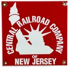 VINTAGE CENTRAL RAILROAD CO OF NEW JERSEY PORCELAIN SIGN TRAIN STATION GAS OIL