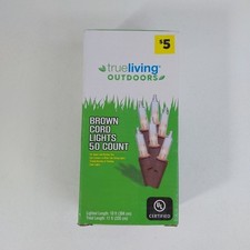 50ct Count Clear Christmas Lights Light Set Brown Wire Cord Primitive Outdoor