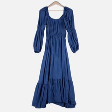 Hudson Gray Navy Blue Wrap Tiered Maxi Dress SLD1503 Small Long Puff Sleeve