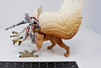 Schleich Griffin Griffon Gryphon W/ Rider Figurine W/ Armor 15'' Wing Mythical