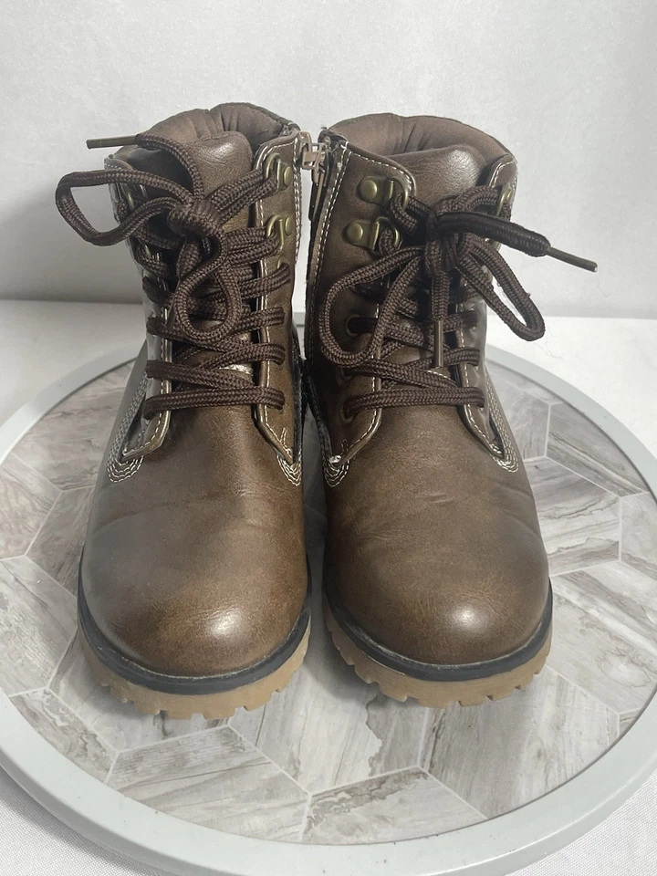 Steve Madden Niños Niños Botas Marrón Talla 2 Imitación Cuero con Cremallera Lateral Foto 2 de 4