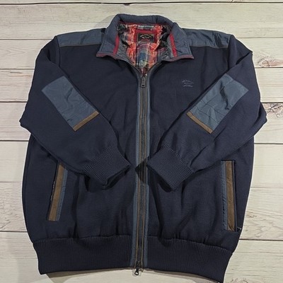 PAUL & SHARK Yachting Bomber Jacket Wool Blend Zip Navy Size 3XL Made in Italy