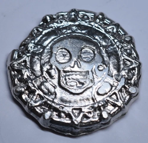 2 oz Aztec Pirate Silver Doubloon - Hand Poured .999 Fine Treasure