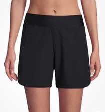 Lands End Women's Swim Shorts Size 10 Black Stretch Elastic Waist Pockets