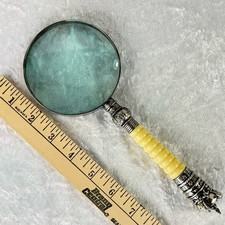 Vintage Collectible Handheld Magnifying Glass w/ Crown Handle - 9 1/4" X 3 1/2"