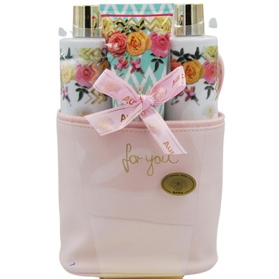 AURORA Geschenkset für Damen  Pfingstrose & Kirsch-Amber  - Kosmetiktasche