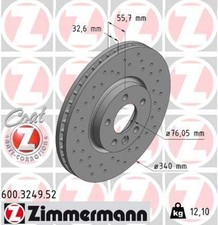 2x ZIMMERMANN Bremsscheibe SPORT Z 600.3249.52 für VW T5 T6 TRANSPORTER 2E4 SGA