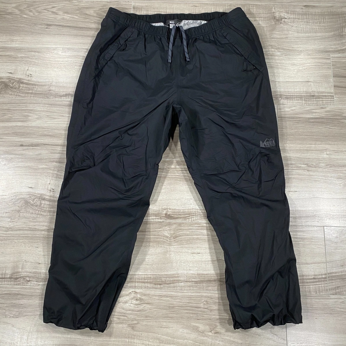 Pantalon De Pluie REI Homme – Noir, Taille L (36/33) – Imperméable, Coupe-vent – Softshell Nylon