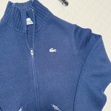 Vintage Lacoste Haymaker Full Zip Navy Sweater 100 Acrylic Sz 36