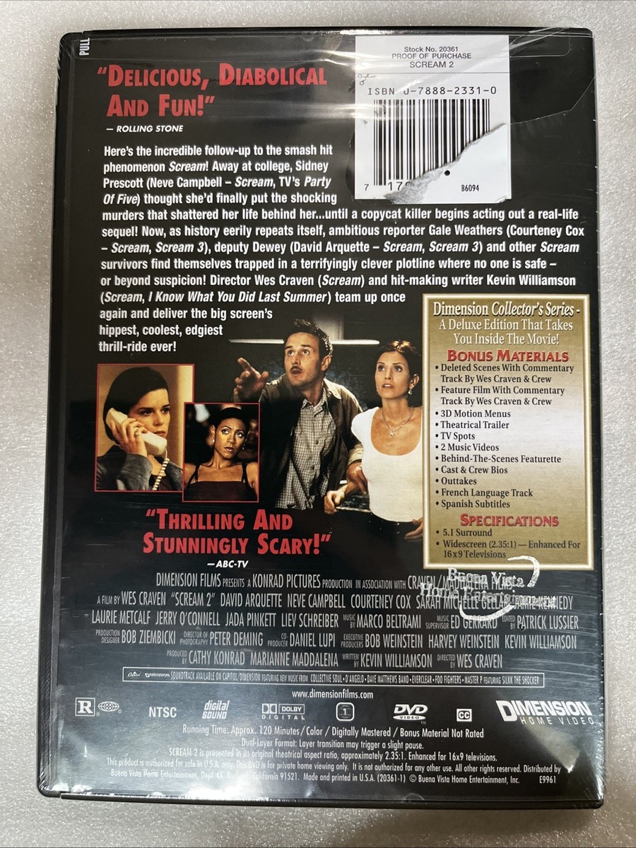 Scream 2 (DVD, 2001, Dimension Collectors Series) for sale