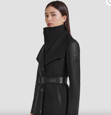 Women's RUDSAK Transition LEATHER Trench Wrap Coat Jacket w/removable collar