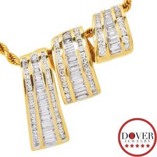 Estate 3.00ct Diamond 14K Yellow Gold Swirl Pendant 10.3 Grams NR