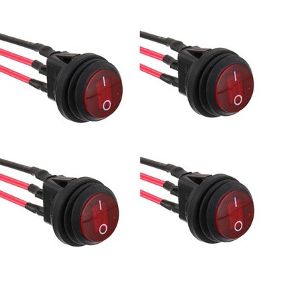 4 Pieces 12V 20A Waterproof Round with LED Light Rocker Toggle Switch 3 Pin S...