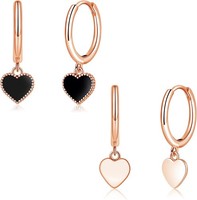 Ohrringe Silber 925 HäNgend, 2 Paare 925 Sterling Silber Creolen Mit Herz