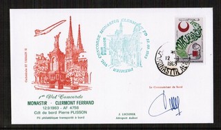Concorde Air France 1983 First Flight Flown Cover Signed by Pilot