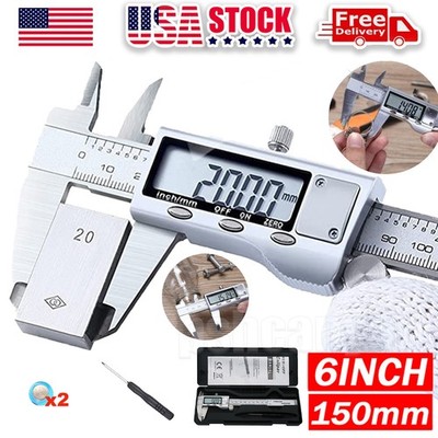 Digital Caliper Micrometer LCD Gauge Vernier Electronic Measuring Tool 6'' 150mm