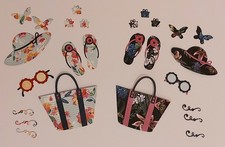 Flip Lops Sun Hat Handbag Sunglasses Butterflies  Presents Card Toppers