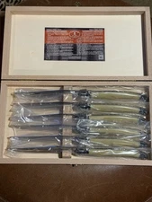 New Laguiole Steak Knives 6Pc Stainless Steel Faux Horn France