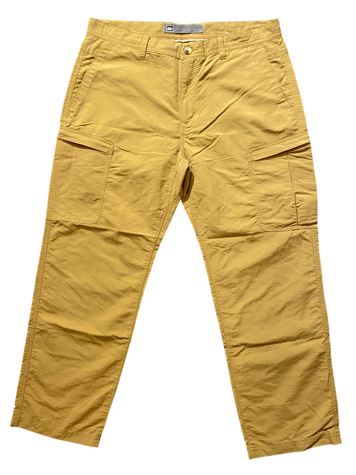 REI Cargo Pants Mens 36x30 Brown Hiking Outdoor Cargo Pocket Lightweight Zipper