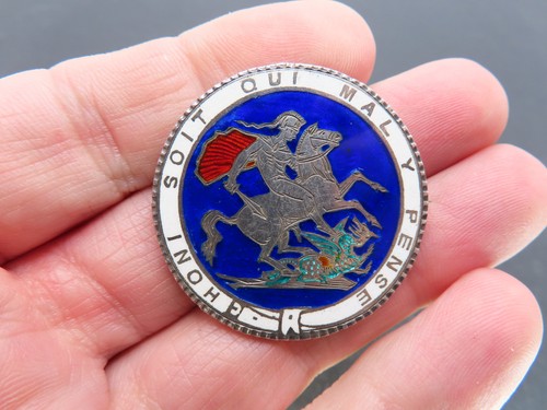 1819 Great Britain Silver Crown Enamel Brooch, LIX, 25.8g