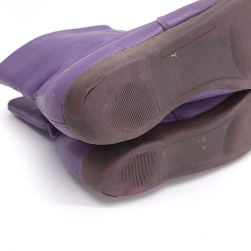 Vintage Slouchy Purple Leather Boots Low Heeled Boot Women's 9 Boho Swiftie - Picture 6 of 11