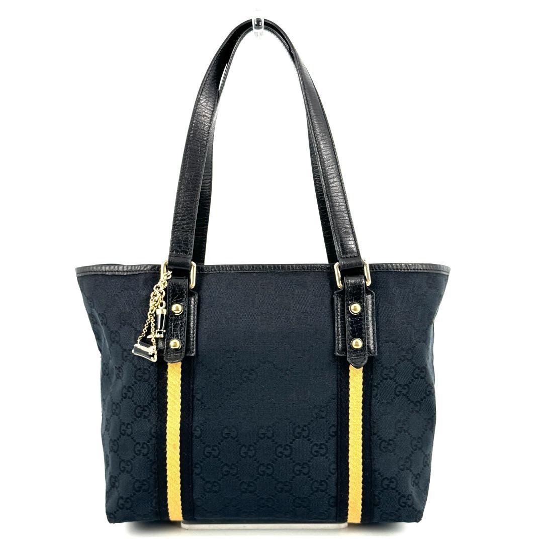 Gucci Mini Tote Bag GC Pattern Black Leather Authentic Excellent Condition thumbnail 2