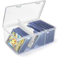Trading Card Storage Box with 2 Dividers,Toploads Storage Box Plastic Baseball C