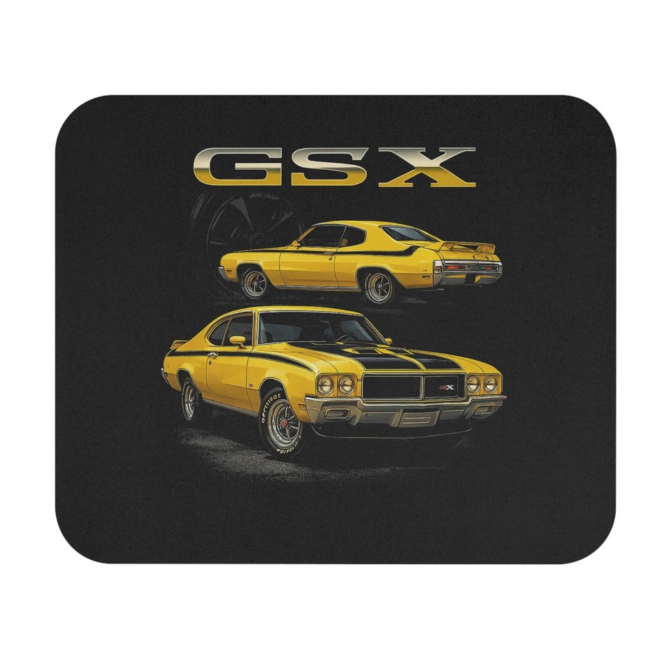 A 1970 Buick GSX muscle car mouse pad that doubles as a daily reminder of the golden era of American horsepower.