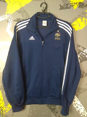 France Training Jacket With Zipped Navy Blue Adidas Mens Size M