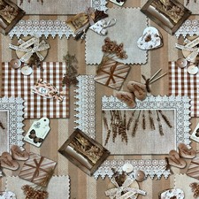 Tela Cerata Tovaglia Provenza Love Braun Beige K208B Angolare Rotondo Ovale