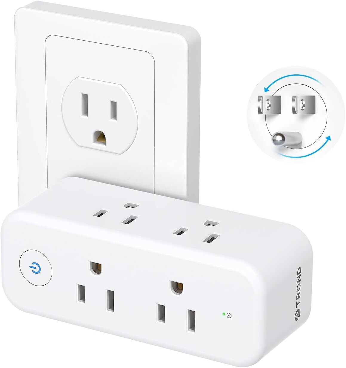 TROND Outlet Extender Surge Protector, 6 AC Splitter with 360° White