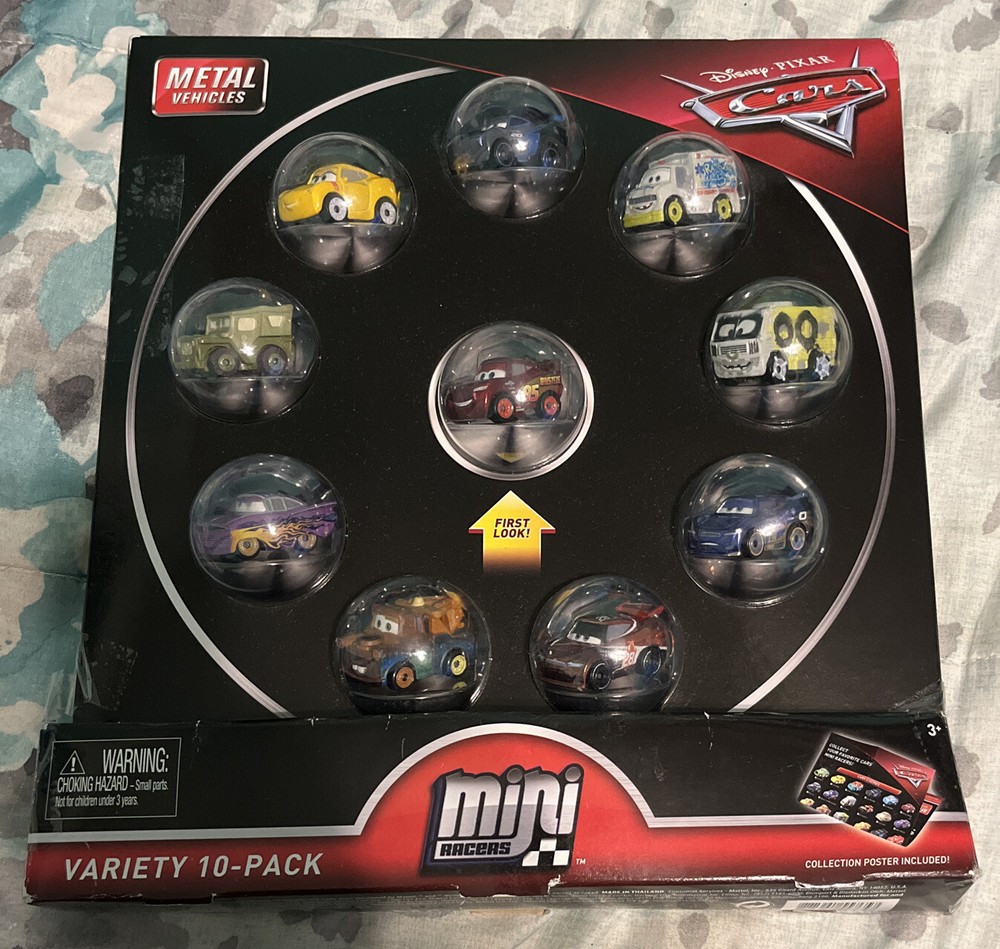 DISNEY PIXAR CARS Mini Racers 10 Pack VEHICLES Arvy Cruz Sarge Lightning New