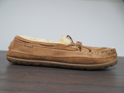 Men’s L.L.Bean Brown Suede Shearling Lined Wicked Good Slippers Size 8 Wide 510528_116_44?hei=1095&wid=950  main image 3