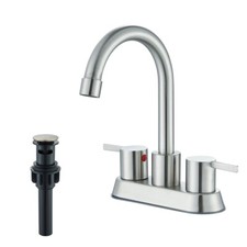 Brushed Nickel Bathroom Sink Faucet 3 Holes 4 in Centerset Lavatory Mixer Tap