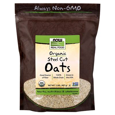 NOW Steel Cut Oats Organic - 2 lb  Source of Fiber, Support a Healthy Heart