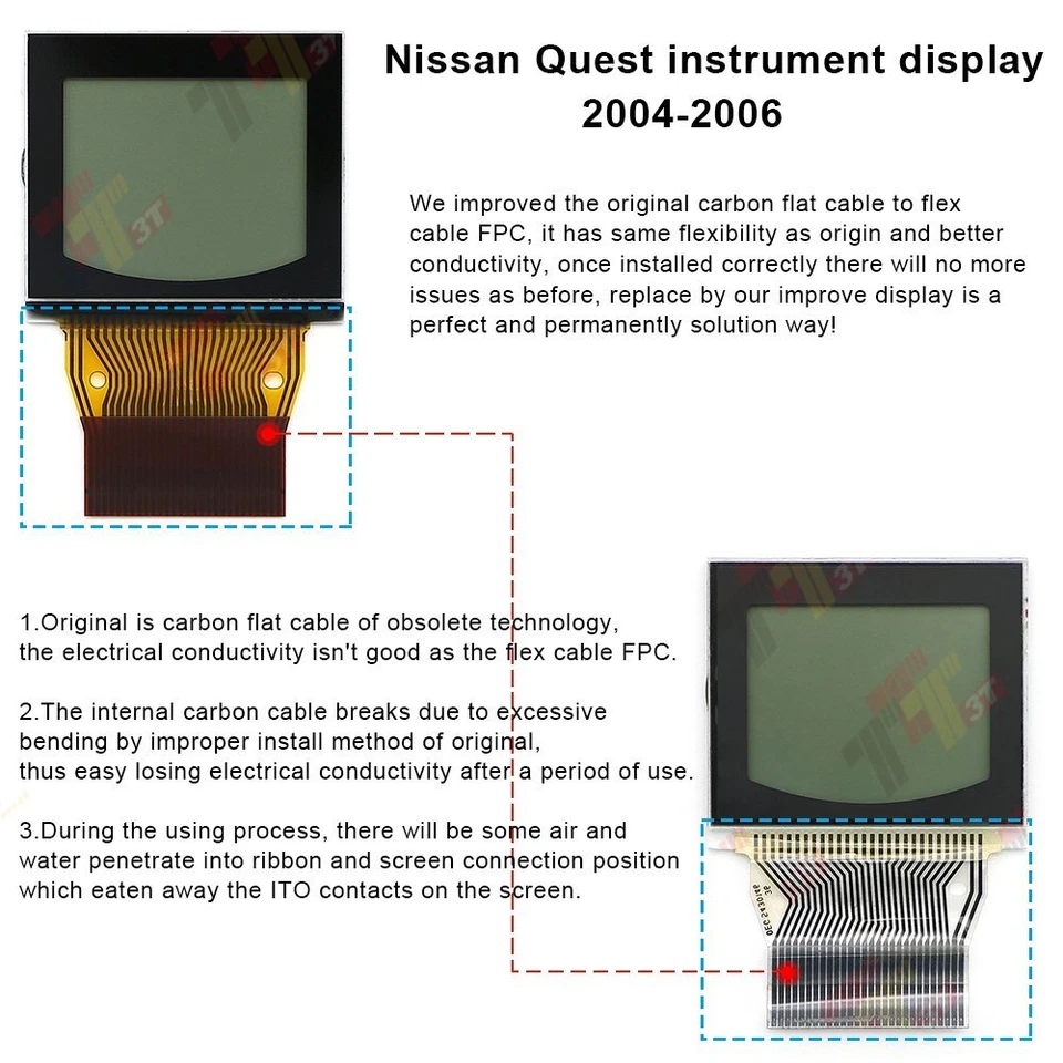 Pantalla para Nissan Quest 2004 2005 2006 cuadro de instrumentos reparación de píxeles Foto 3 de 3