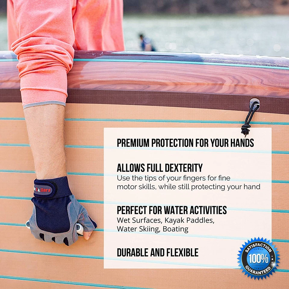 Sailing Gloves Cut Yachting Rope Kayak Dinghy Fishing Water Ski Outdoor Glove - Image 4 of 4