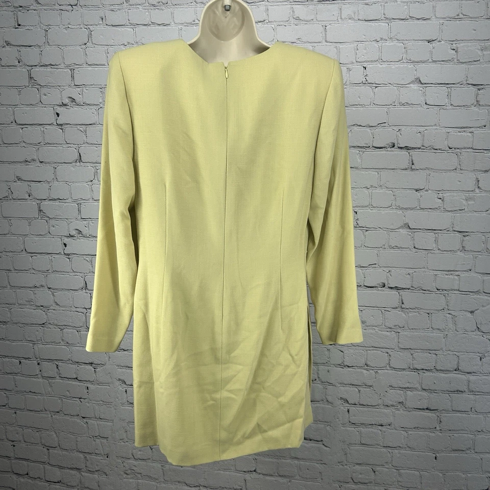 Vestido Linda Allard Ellen Tracy Verde Amarillo Lana Manga Larga Cambio Corea Talla 12 Foto 2 de 4